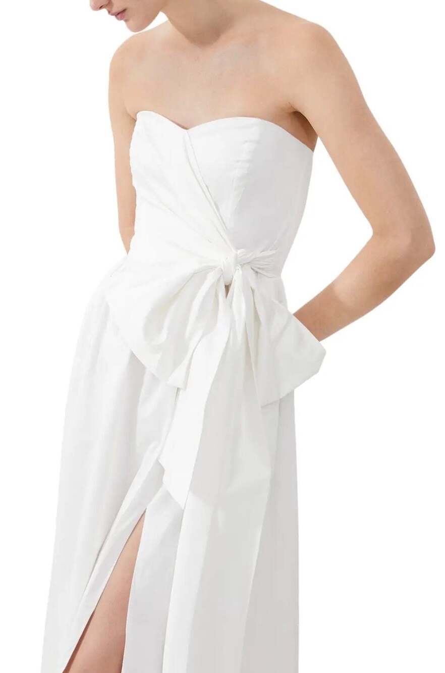 French Connection Florida Summer White Strapless Bow Maxi Dress Size 6 - Picture 5 of 10